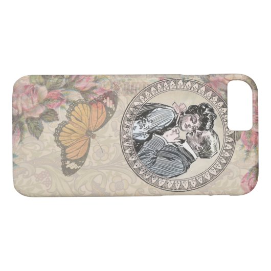 ヴィンテージロマンスカップル:アンティークバラガーリーラブ Case-Mate iPhoneケース (裏面(横))