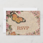 ヴィンテージロマンスカップル アンティークローズ ウェディング 招待状 (正面)