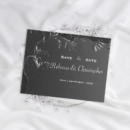 ヴィンテージロマンスダークシルバー結婚ズ 案内ポストカード