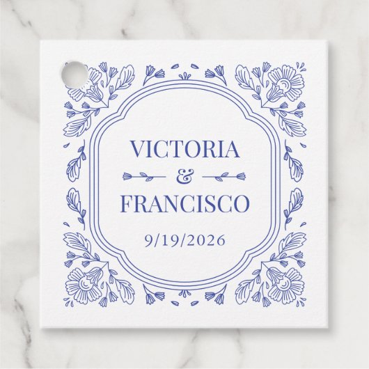 ヴィンテージロマンスフローラ結婚式の引き出物ラベル フェイバータグ (正面)