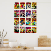 ヴィンテージロマンス漫画ブックカバーコラージュ ポスター (キッチン)