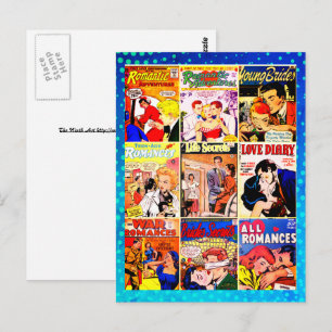 ヴィンテージロマンス漫画ブックカバーコラージュ ポストカード