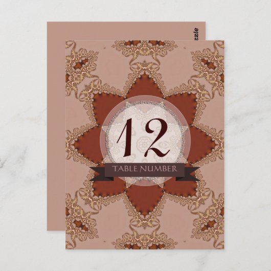 ヴィンテージロマンス結婚レースのテーブル番号葉書 ポストカード (正面/裏面)