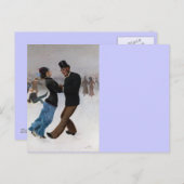 ヴィンテージロマンチックなアイススケーター ポストカード (正面/裏面)