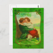 ヴィンテージロマンチックなアイリッシュカップル聖パトリックの日 ポストカード (正面/裏面)
