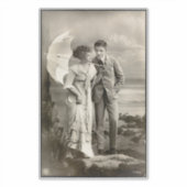 ヴィンテージロマンチックなカップルとパラソル シール (正面)