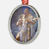 ヴィンテージロマンチックなカップルのアンソニーとクレオパトラキス メタルオーナメント (左)