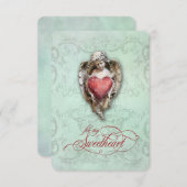 ヴィンテージロマンチックなケルブとハートとソネット (正面/裏面)