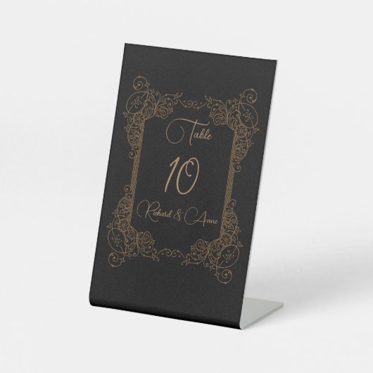 ヴィンテージロマンチックなスチームパンク童話のテーブル番号 台座サイン (正面)