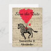 ヴィンテージロマンチックなゼブラ日付を保存 案内ポストカード (正面/裏面)