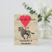 ヴィンテージロマンチックなゼブラ日付を保存 案内ポストカード (スタンド正面)