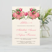 ヴィンテージロマンチックなピンクのバラのイスラム教結婚徒 招待状 (スタンド正面)