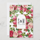 ヴィンテージロマンチックなピンクのバラのフローラ 招待状 (裏面)