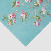 ヴィンテージロマンチックなピンクのバラの青いデコレーション 薄葉紙 (詳細)