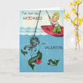 ヴィンテージロマンチックなマーメイドバレンタインズデイカード カード (黄色い花)