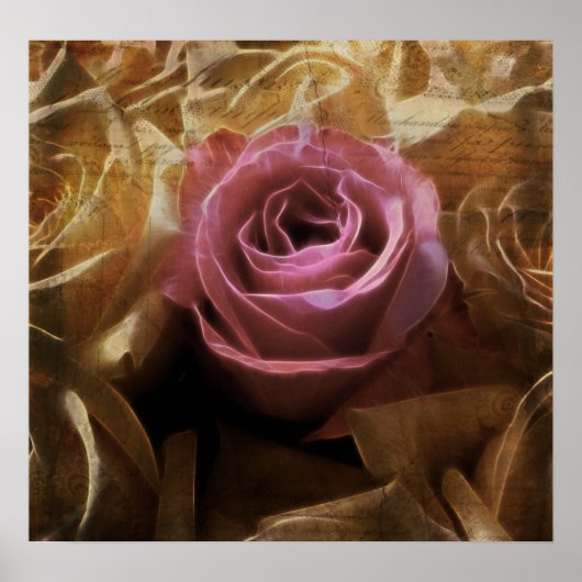 ヴィンテージロマンチックな愛の一つ、独身のバラ ポスター (正面)