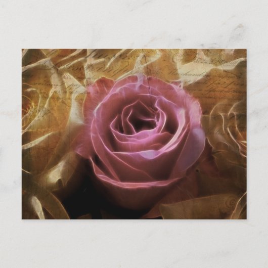 ヴィンテージロマンチックな愛の一つ、独身のバラ ポストカード (正面)