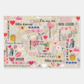 ヴィンテージロマンチックな愛フランスのと言葉のパターン ラッピングペーパーシート (正面2)