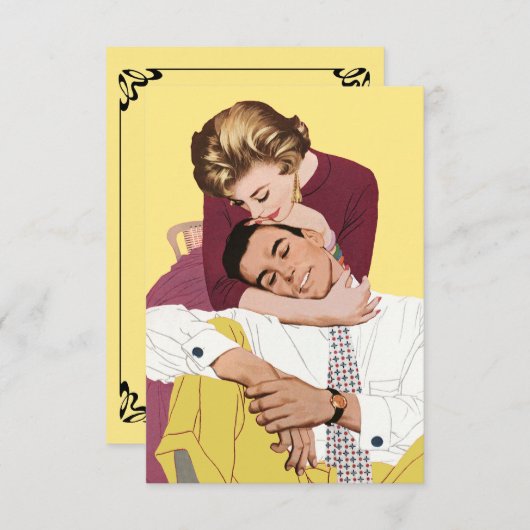 ヴィンテージロマンチックな愛、レトロロマンス 出欠カード (正面/裏面)