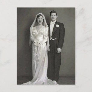 ヴィンテージロマンチックな新郎新婦の写真 ポストカード