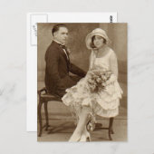 ヴィンテージロマンチックな新郎新婦の写真 ポストカード (正面/裏面)