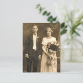 ヴィンテージロマンチックな新郎新婦の写真 ポストカード (スタンド正面)