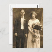 ヴィンテージロマンチックな新郎新婦の写真 ポストカード (正面/裏面)