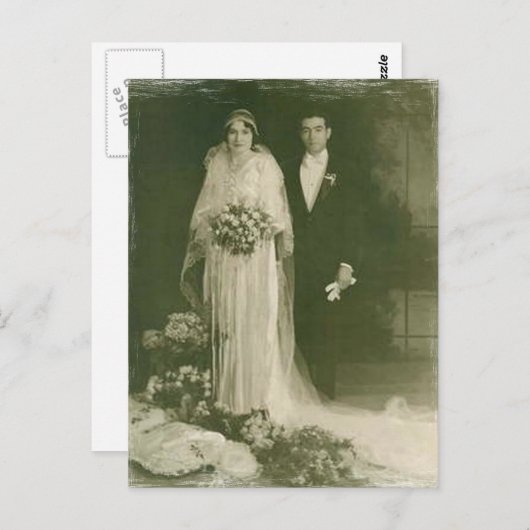 ヴィンテージロマンチックな新郎新婦カードとギフト ポストカード (正面/裏面)