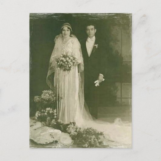 ヴィンテージロマンチックな新郎新婦カードとギフト ポストカード (正面)