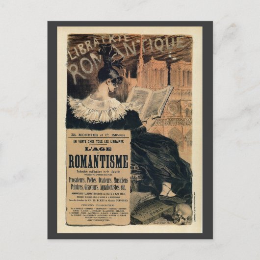 ヴィンテージロマンチックな本の広告 ポストカード (正面)