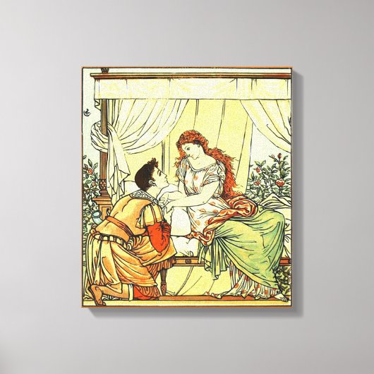 ヴィンテージロマンチックな男性の女性が手を握る キャンバスプリント (正面)