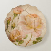 ヴィンテージロマンチックな粗末なシックなピンクの牡丹 ラウンドクッション (裏面)