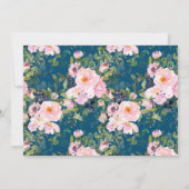 ヴィンテージロマンチックな花模様でブルーカップルシャワー 招待状 (裏面)