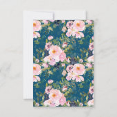 ヴィンテージロマンチックな花模様イン結婚ブルー 出欠カード (裏面)