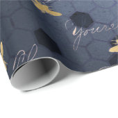 ヴィンテージロマンチックな青いハチの花 ラッピングペーパー (ロールコーナー)