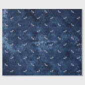 ヴィンテージロマンチックな青いハチの花 ラッピングペーパー (フラット)