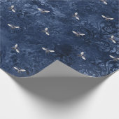 ヴィンテージロマンチックな青いハチの花 ラッピングペーパー (角)