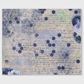 ヴィンテージロマンチックな青いハチの花 ラッピングペーパー (フラット)