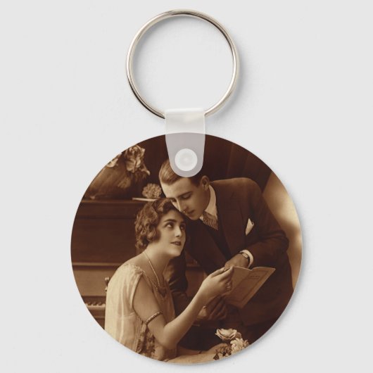 ヴィンテージロマンチックな音楽、愛とロマンス愛好家 キーホルダー (正面)