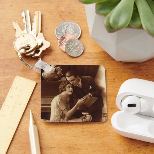 ヴィンテージロマンチックな音楽、愛とロマンス愛好家 キーホルダー (デスク)