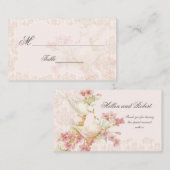 ヴィンテージロマンチックな鳥結婚の座席表 プレイスカード (正面/裏面)