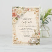 ヴィンテージロマンチックコテージコアブライダルシャワー 招待状 (スタンド正面)
