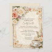 ヴィンテージロマンチックコテージコアブライダルシャワー 招待状 (正面/裏面)