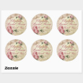 ヴィンテージロマンチックシックブライダルシャワーサンキューユー ラウンドシール (シート)