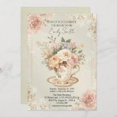 ヴィンテージロマンチックシックブライダルシャワー 招待状 (正面/裏面)