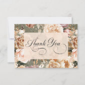 ヴィンテージロマンチックシャンパンベージュ&セージフローラ サンキューカード (正面)