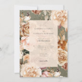 ヴィンテージロマンチックシャンパンベージュ&セージフローラ 招待状 (正面)