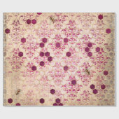 ヴィンテージロマンチックダマスクビーブルゴーニュ金ゴールド ラッピングペーパー (フラット)