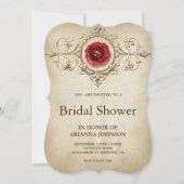 ヴィンテージロマンチックバラフローリッシュブライダルシャワー 招待状 (正面)