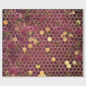 ヴィンテージロマンチックビーフローラブルゴーニュ金ゴールド ラッピングペーパー (フラット)